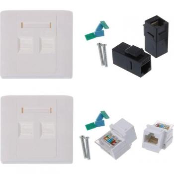 Placa de pared RJ45 hembra a hembra 2 puertos
