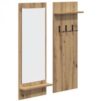 Perchero de Pared con Estante de Roble 70x10x90 cm