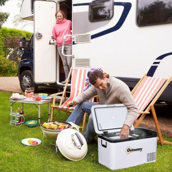 Outsunny Portable Car Fridge Freezer, 25L, 12V, with LED Light