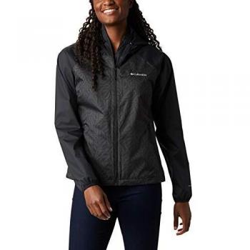 Columbia Ulica Regenjacke für Damen, Schwarz mit Ferny Ferns-Muster