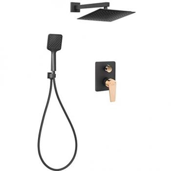 Black Rose Gold Shower Mixer & Rainfall Diverter Combo