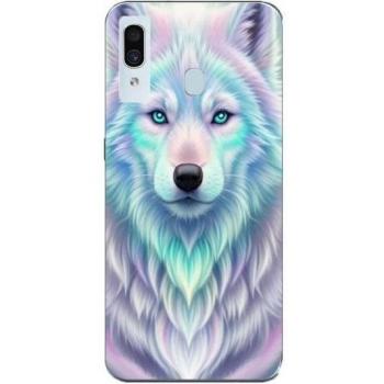 Boîtier souple silicone Galaxy A20 Maniacase loup blanc violet