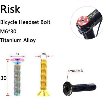 Boulon de tige vélo titane M6, 30 mm – Casque VTT/route (vis plat)