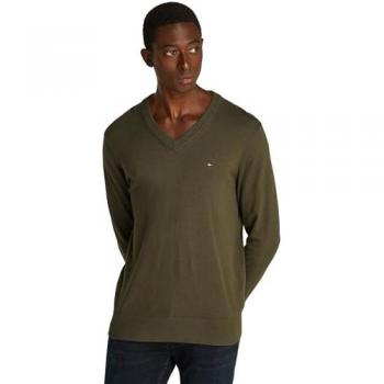 Tommy Hilfiger Herren Strickpullover PIMA, Oliv, Größe XL