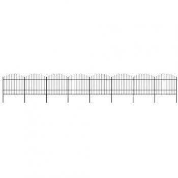 Recinzione Giardino Punta Lancia in Acciaio Nero (1,5-1,75)x13,6m