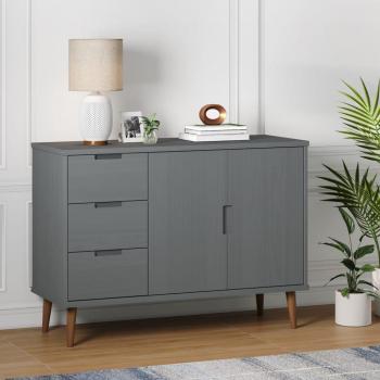 MOLDE Sideboard 113x40x80 cm Grey Solid Wood