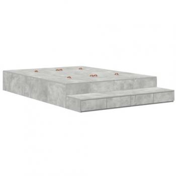 Door-Enabled Concrete Grey Storage Bed Frame – 236.5 × 160 × 31.5 cm