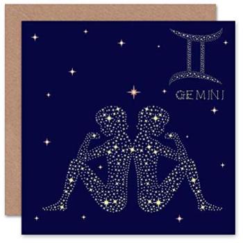 Wee Blue Coo Gemini Zodiac Celebration Card