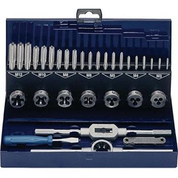 Ensemble vis et tarauds M3–M12 – 32 composants, coffret en métal