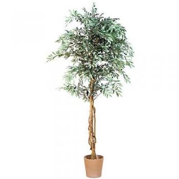 Ulivo artificiale 180 cm, tronco in legno naturale, 2256 foglie e frutti modellabile