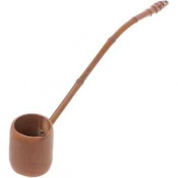 Cuillère en bois de bambou fait main, pour thé et eau, manche long