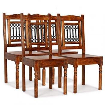 Sillas de comedor 4 unidades madera maciza diseño clásico