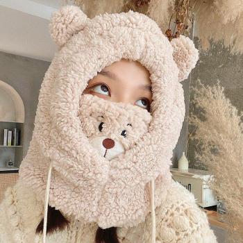Écharpe de cou et chapeau en peluche pour femmes, protection des oreilles