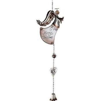 Weihnachtlicher Engel mit Herz und Glocke, Hängedeko, 54 cm