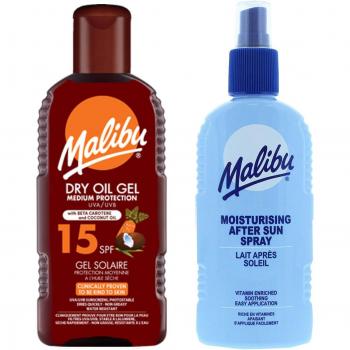 Soin Solaire Malibu Gel SPF15 200 ml + Spray Réhydratant