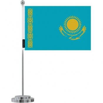 Tischflagge Kasachstan – 14 x 21 cm – Polyester – Beidseitig bedruckt – Edelstahl