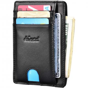 Kinzd Men's Slim Wallet Leather RFID Blocking Front Pocket Wallet