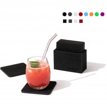 Chillify Glasuntersetzer 8er Pack – Schwarze, absorbierende Filz‑Becherhalter mit Box