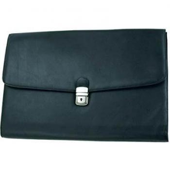 Alassio Sac à Documents Udine, en cuir véritable, mallette à fermeture, pour format A4, 39 cm, Noir