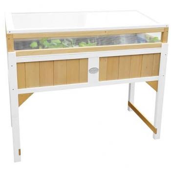 Table de Culture Surélevée en Bois avec Serre et Couvre-Sol Marron/Blanc