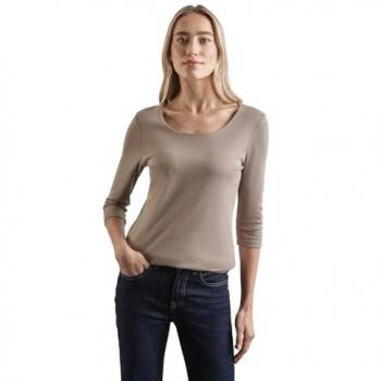 Street One 3/4-Arm Damen-Shirt, Beige, Rundhals, Bodyfit
