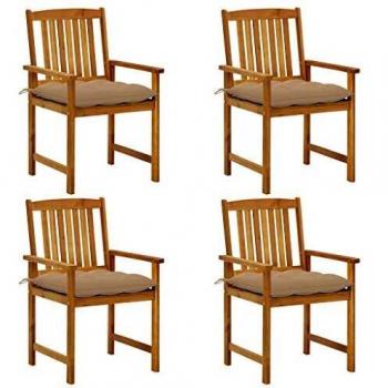 VidaXL Set di Sedie da Regista con Cuscini 4 pz in Legno di Acacia