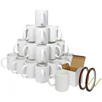 Set 72 Tasses Céramique Blanche 325ml – Monster Shop