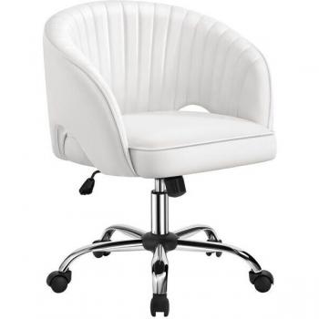 Poltroncina Da Ufficio Yaheetech Velluto Bianco con Rotelle