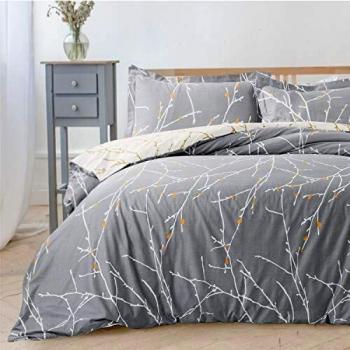 Double Size Bedsure Duvet and Pillowcase Set – Grey Patterned