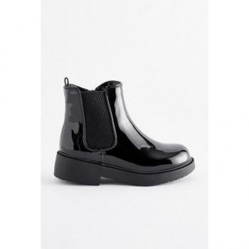 Chunky Patent Chelsea Boot – Black, G Size