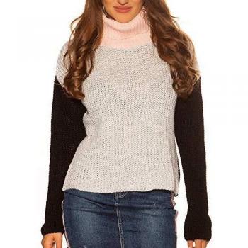 Koucla Tricolore Grobstrick Rollkragenpullover – One Size