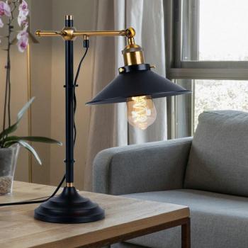 Lampada da tavolo nera con braccio girevole