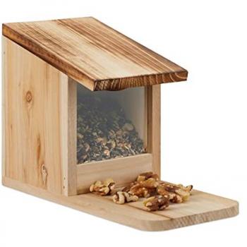 Relaxdays Flip Roof Squirrel Feeder, 17.5 x 12 x 25 cm, Natural