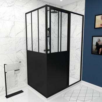Aurlane Double Porte de Douche 140x200 cm – porte coulissante, panneau aluminium composite et receveur