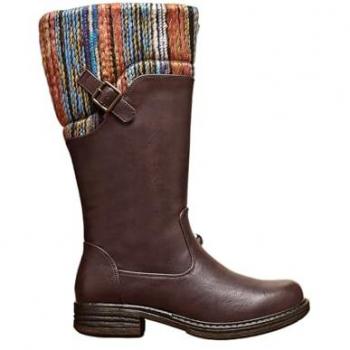 Tall Burgundy Knit-Cuff Winter Boot by Ivachy