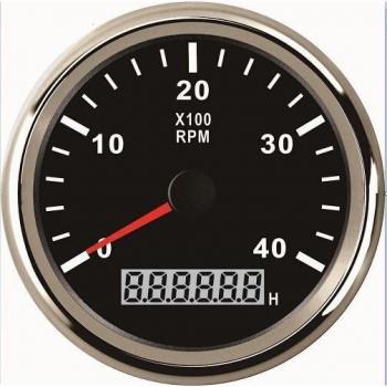 Tachymètre étanche 85mm avec compte-tours 0-4000 et horloge LED rétroéclairée 12V/24V