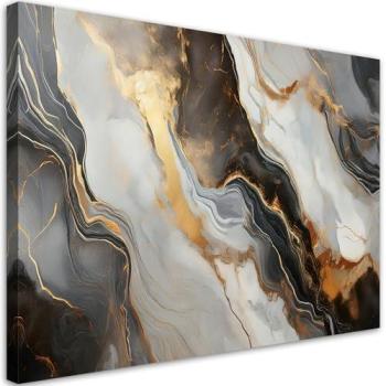 Toile de Marbre Noir-Gris, Tableau d’Abstraction 100x70