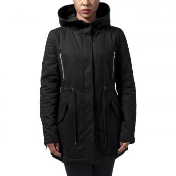 Urban Classics Ladies Sherpa Lined Cotton Parka in Schwarz