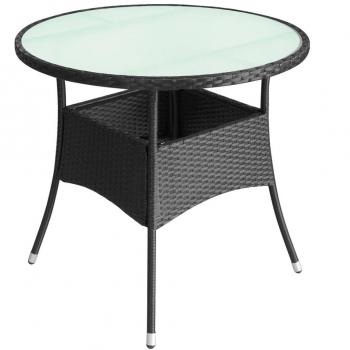 Black Rattan Deck Table – 60x74 cm