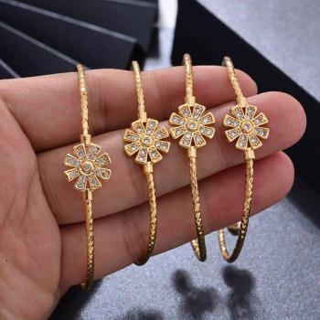 WANDO 4pcs Ethiopian Gold Bangles for Kids