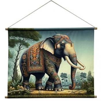Arte en Tela: Elefante Azul, Cuadro Enrollable 3x100x75cm