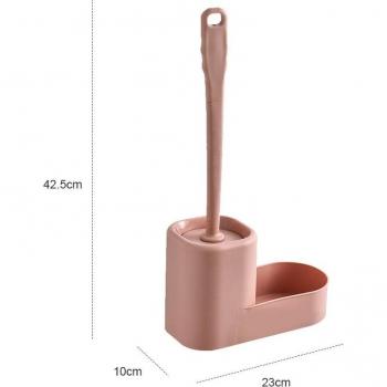 Flat Head Silicone Toilet Brush with Wall-Mounted Holder