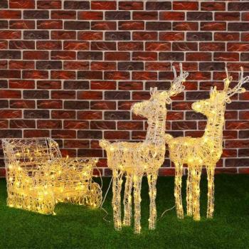 Slitta e Renne Luminose 240 LED per Decorazioni Natalizie