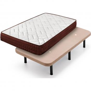 Cama ViscoSoft Ergo 15: Base Tapizada Beige, Patas de 25 cm – Express