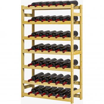 HOMCOM Weinhalter aus Holz für 42 Flaschen, 7 Ebenen, mit Kippschutz, 63 x 25 x 102 cm