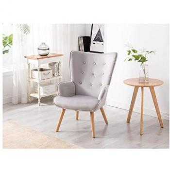 Fauteuil en velours gris VATELY