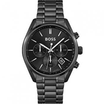 Black Steel Strap Chronograph Watch – HB1513960 by Hugo Boss