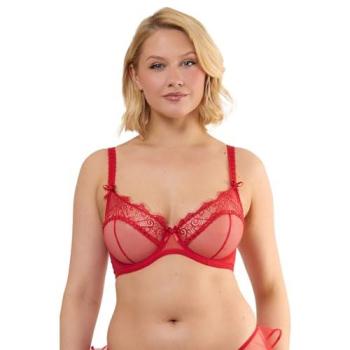 Red Ribbon Slot Lace Bra by Playful Promises – 32DD Size