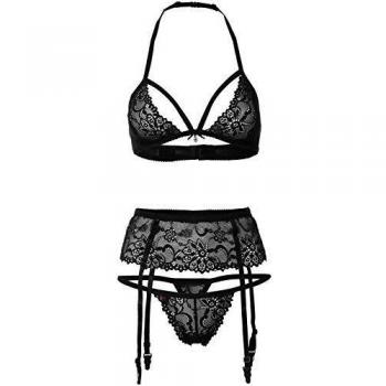 Spitzenunterwäsche-Set 838-SEG-1 Obsessive Schwarz (3 Teile)