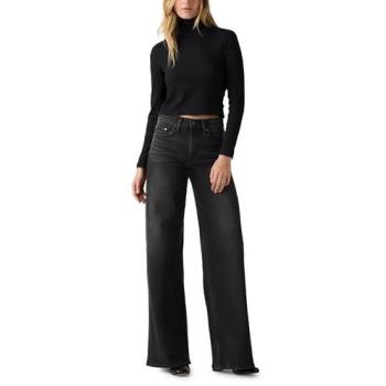 Levi's 728 High Rise Wide Leg Nero Denim Stretch